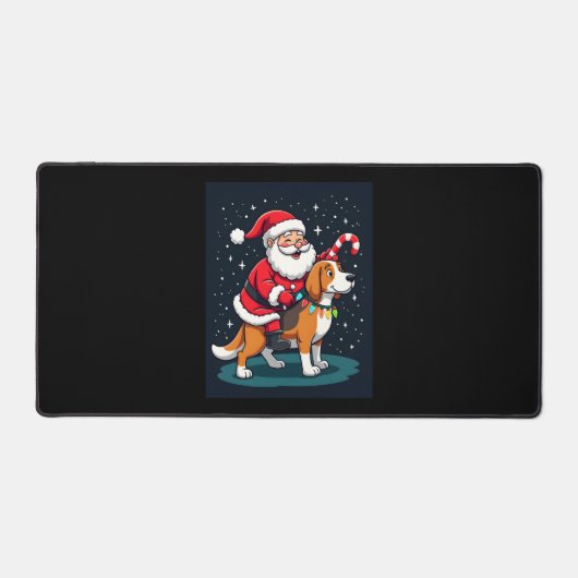 Beagle Xmas Verlichting Santa Riding Beagle Dog Ch Bureaumat (Voorkant)