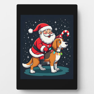 Beagle Xmas Verlichting Santa Riding Beagle Dog Ch Fotoplaat