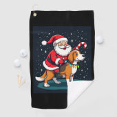 Beagle Xmas Verlichting Santa Riding Beagle Dog Ch Golfhanddoek (Insitu)