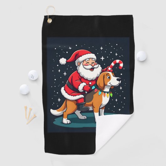 Beagle Xmas Verlichting Santa Riding Beagle Dog Ch Golfhanddoek (Insitu)