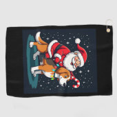 Beagle Xmas Verlichting Santa Riding Beagle Dog Ch Golfhanddoek (Horizontaal)