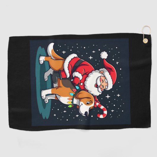 Beagle Xmas Verlichting Santa Riding Beagle Dog Ch Golfhanddoek (Horizontaal)