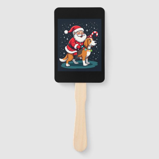 Beagle Xmas Verlichting Santa Riding Beagle Dog Ch Handwaaier (Voorkant)