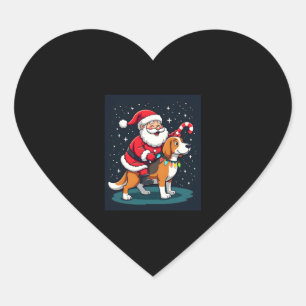 Beagle Xmas Verlichting Santa Riding Beagle Dog Ch Hart Sticker