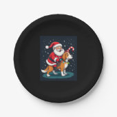 Beagle Xmas Verlichting Santa Riding Beagle Dog Ch Papieren Bordje (Voorkant)