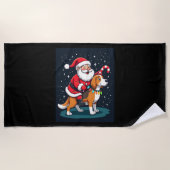 Beagle Xmas Verlichting Santa Riding Beagle Dog Ch Strandlaken (Voorkant)