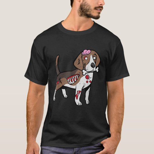 Beagle Zombie Dog Bone Kostuum Leuke Dier Hallowe T-shirt (Voorkant)