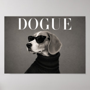 Beagle Zwart en Wit Mode Honden Kunstprint Poster