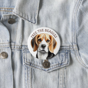 Beagles Bevrijden Beagle Gezicht Knop Ronde Button 7,6 Cm