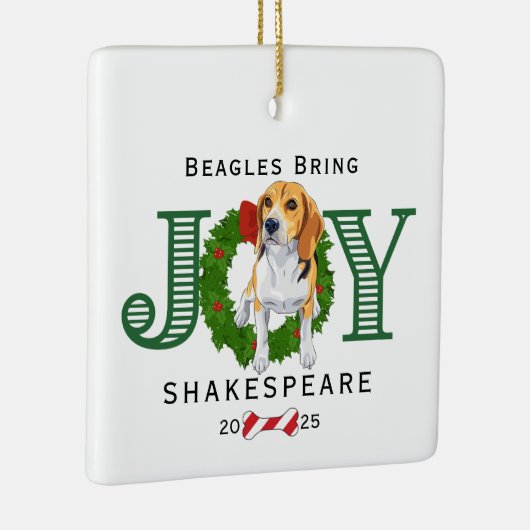 Beagles brengen vreugde keramisch ornament (Rechts)