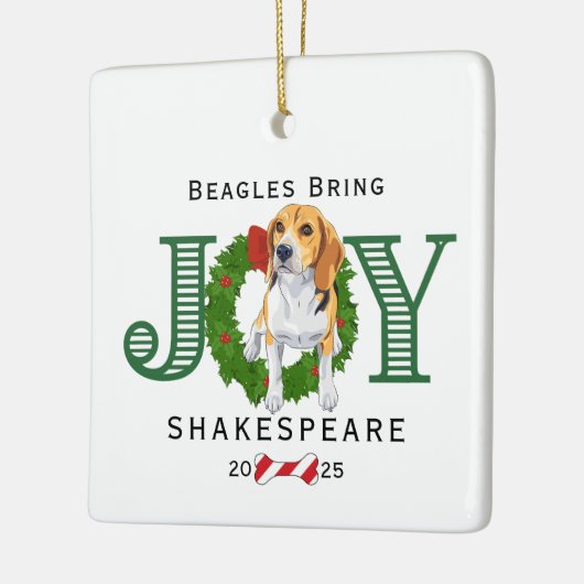 Beagles brengen vreugde keramisch ornament (Links)