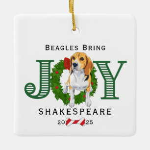 Beagles brengen vreugde keramisch ornament