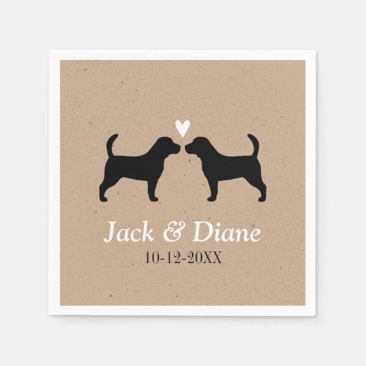 Beagles bruiloft paar met aangepaste tekst servetten (Voorkant)