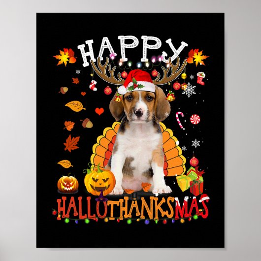 Beagles Dog Happy Hanksmas Halloween Thanksg Poster (Voorkant)