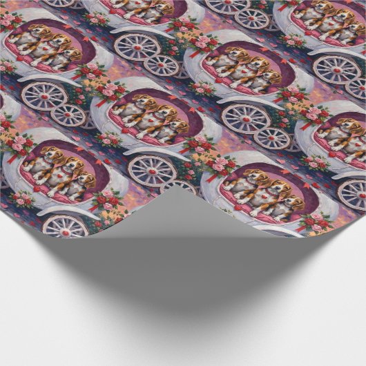 Beagles Dog Valentine's Day  Cadeaupapier (Hoek)