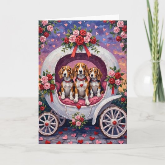 Beagles Dog Valentine's Day  Kaart (Voorkant)