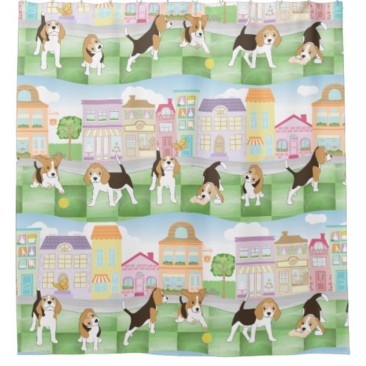 Beagles Douchegordijn (Voorkant)