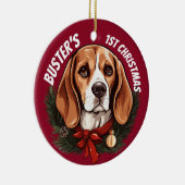 Beagle's eerste Kerstmis Keramisch Ornament (Rechts)