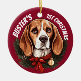Beagle's eerste Kerstmis Keramisch Ornament