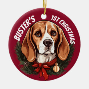 Beagle's eerste Kerstmis Keramisch Ornament