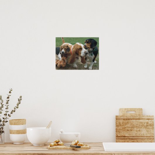 Beagles en Basset Hond Friends Poster (Keuken)