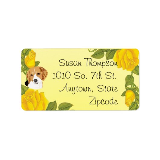 Beagles en gele rozen etiket (Voorkant)