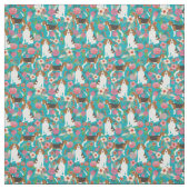 Beagles Flowers Fabric - Turquoise Stof (Swatch)