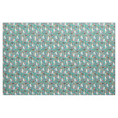Beagles Flowers Fabric - Turquoise Stof (Fat Quarter)