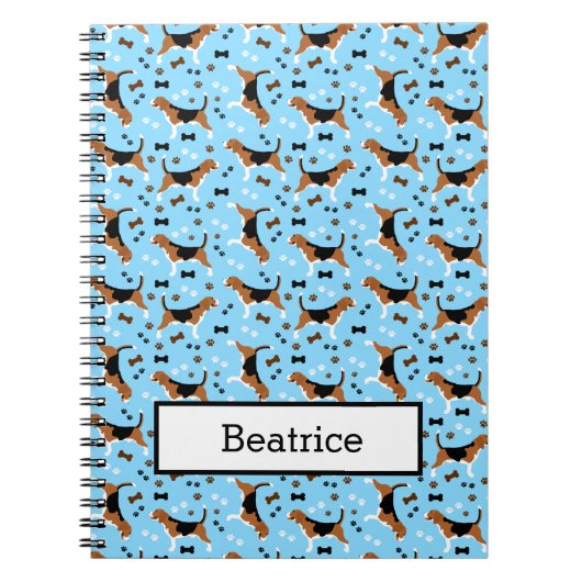 Beagles Hond Dog Paw Print Blue Notitieboek (Voorkant)
