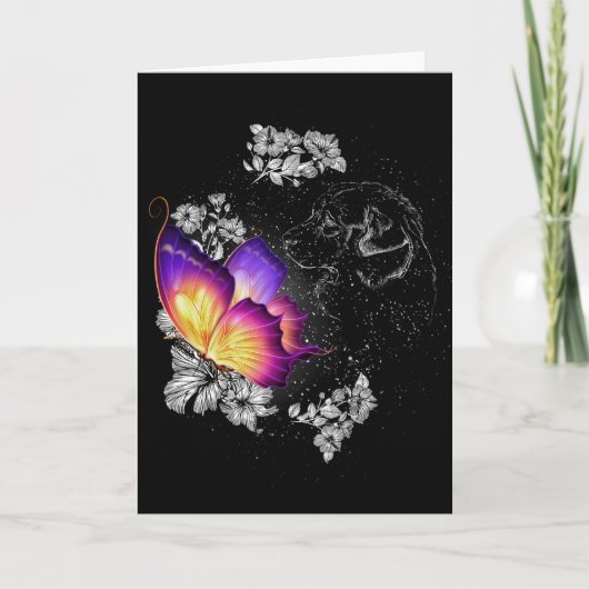 Beagles Hond Met Vlinder Hond In Hemel Gedenkteken Kaart (Voorkant)