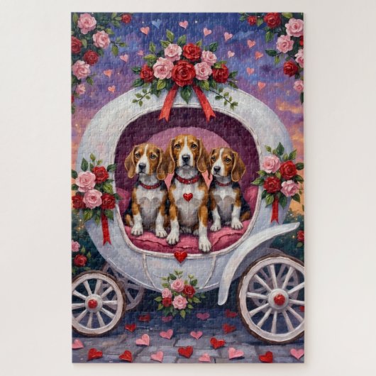 Beagles hond Valentijnsdag Legpuzzel (Verticaal)