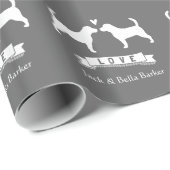 Beagles Huwelijkskoppel met Aangepaste Tekst Cadeaupapier (Rol Hoek)