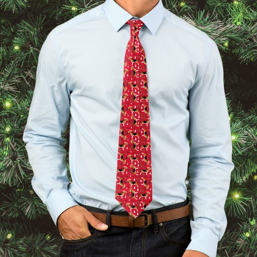 Beagles in Santa Hats Kerstfeestdag rood Stropdas