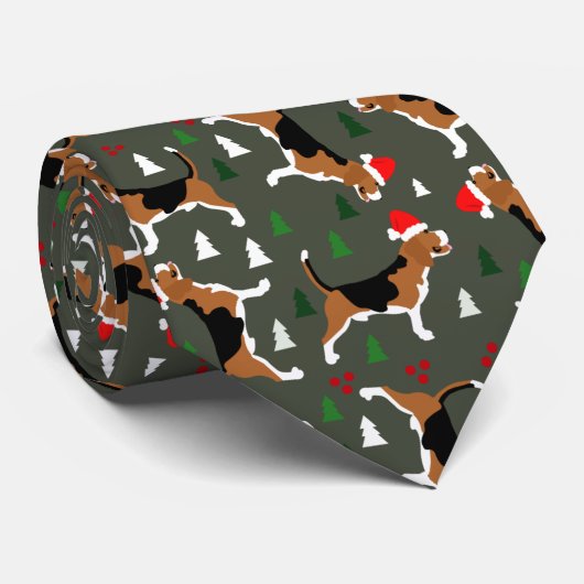 Beagles in Santa Hats Kerstfeestfeest Sm Stropdas (Opgerold)