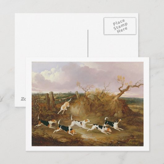 Beagles in volle wasmachine, 1845 (olie op doek) briefkaart (Voorkant / Achterkant)