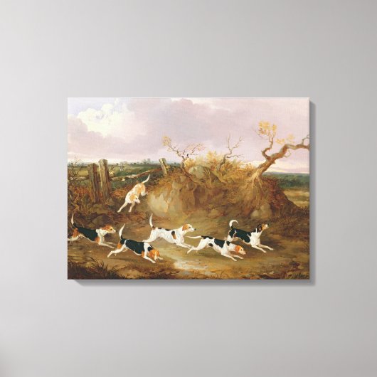 Beagles in volle wasmachine, 1845 (olie op doek) canvas afdruk (Voorkant)