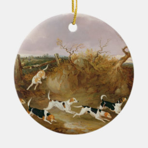 Beagles in volle wasmachine, 1845 (olie op doek) keramisch ornament