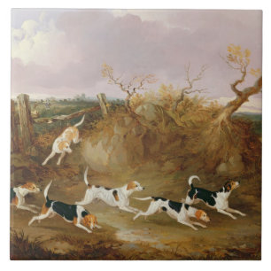 Beagles in volle wasmachine, 1845 (olie op doek) tegeltje