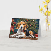 Beagle's kerstvakantie kaart (Gele Bloem)