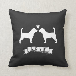 Beagles Love - Dog Silhouettes w/Heart Kussen