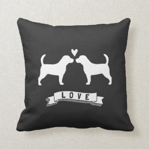 Beagles Love - Dog Silhouettes w/Heart Kussen