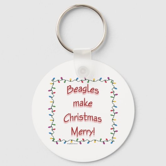 Beagles maken Kerstmis Vrolijke Sleutelhanger (Voorkant)