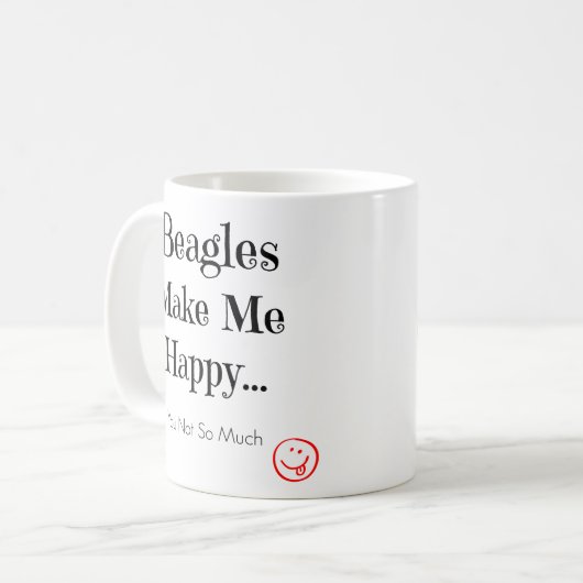 Beagles maken me gelukkig - Beagle Coffee Mok (Voorkant links)