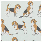 Beagles op Aqua Fabric Stof (Close Up)