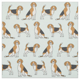 Beagles op Aqua Fabric Stof