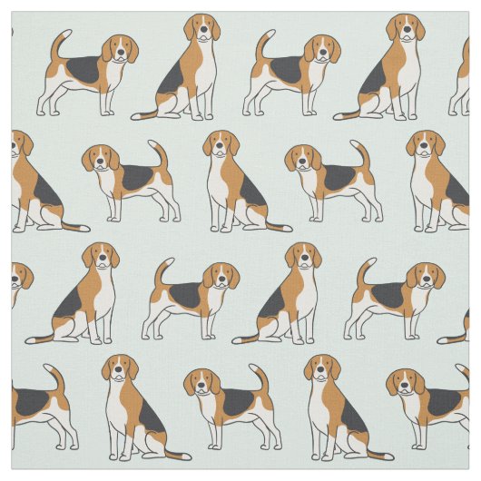 Beagles op Aqua Fabric Stof (Swatch)