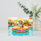 Beagles op de hamburger drijver briefkaart (Staand voorkant)