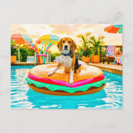 Beagles op de hamburger drijver briefkaart
