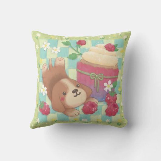 Beagle's picknickdag met framboos cupcake kussen (Achterkant)