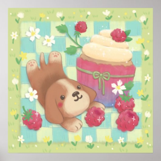 Beagle's Picknickdag met Frambozen Cupcake Poster (Voorkant)